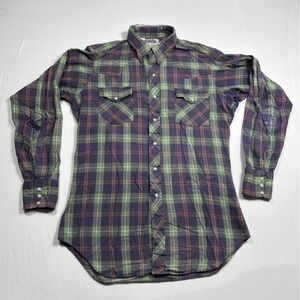 Vintage Amana Men's Western Plaid Flannel Shirt Size 16 Pearl Snap Large